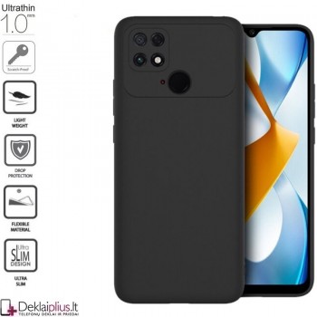 Silikoninis plonas 1mm. storio dėklas - juodas (telefonui Xiaomi Poco C40)